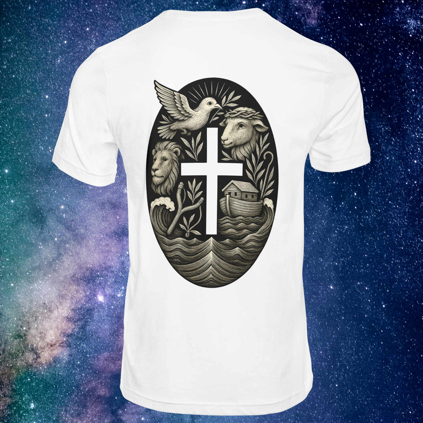All One In Christ – Rear Wolf Symbolic Gospel Tee (Black & White Edition)