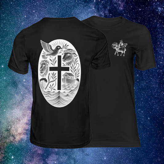 All One In Christ – Rear Wolf Symbolic Gospel Tee (Black & White Edition)