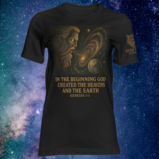 “In the Beginning” Genesis 1:1 Creation Tee | Rear Wolf Apparel